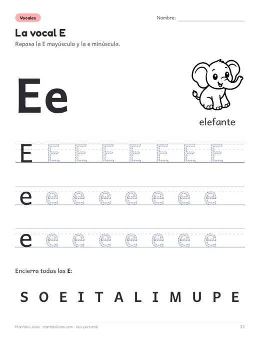 Ficha de vocales