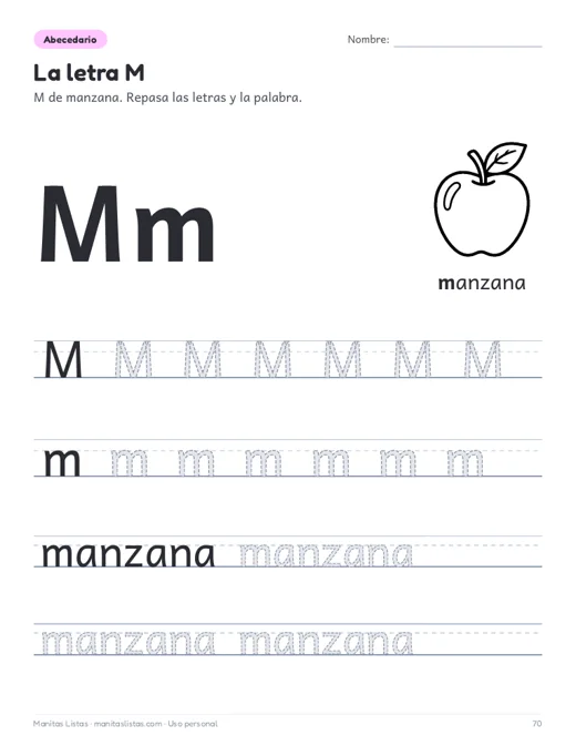 Ficha de la letra M