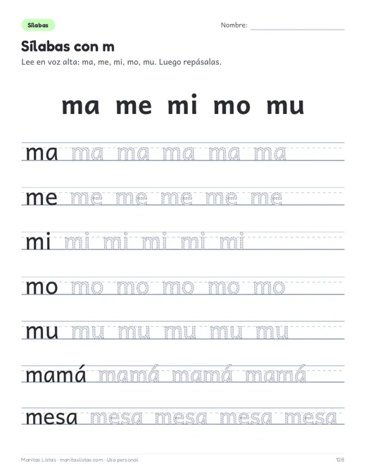 Ficha de sílabas